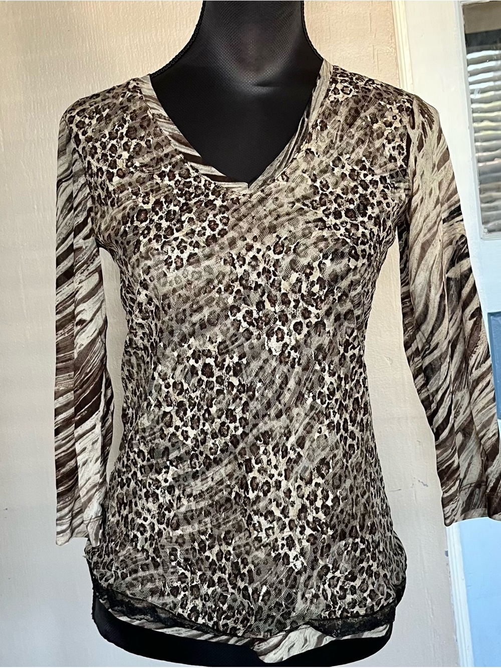 Chico's y2k animal print mesh top